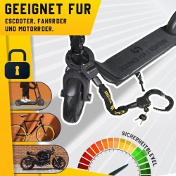Antifurt Tip Cătușe pentru Trotinetă Electrică și Bicicletă AMZLOCK, Lanț Oțel Ranforsat 8 mm x 75 cm, Protecție Silicon Anti-Zgârieturi, Greutate 1.6 kg, Include 3 Chei și Geantă Impermeabilă 3L - Img 2