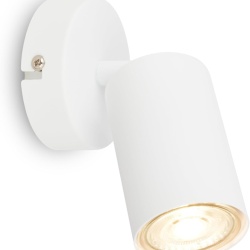 Aplică LED de Perete / Plafonieră Orientabilă cu Soclu GU10, Spot Reglabil pentru Living și Dormitor, Metal Alb Mat, 8 x 15.5 cm (Fără Bec Inclus)