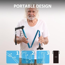 Baston Pliabil și Reglabil pentru Adulți și Seniori Rehand, Bază Pivotantă Autoportantă în 4 Puncte (Freestanding), Mâner Ergonomic Moale din TPR, Tijă Ușoară din Aluminiu cu 8 Trepte de Înălțime (78–96 cm), Husă de Transport Inclusă, Albastru - Img 6