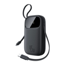 Baterie externa Baseus EnerFill FC31 20.000 mAh, 45W, cabluri duale USB-C retractabile, Negru