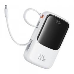 Baterie Externa Baseus Qpow Pro+, 10000mAh, 22.5W, QC + PD, 1 x Lightning - 1 x USB-A - 2 x USB-C, Alba P10067101213-00