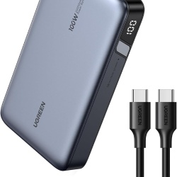 Baterie externa Ugreen Nexode 20.000 mAh, 100W, 2x USB-C, 1x USB-A, Digital display, cablu USB-C inclus, Gri