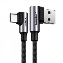 Cablu 90 grade Ugreen Cablu USB - USB Tip C Quick Charge 3.0 QC3.0 3 A 2 m gri (US176 20857)