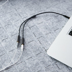 Cablu adaptor AUX Splitter mini jack 3,5 mm cu mufa microfon 20 cm negru (AV141 30620) - Img 8