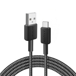 Cablu alimentare si date Anker, USB-A (T) la USB Type-C (T), 0.9m rata transfer 480 Mbps, invelis nylon, braided, negru, "A81H5G11" (timbru verde 0.03 lei) - 0194644125646