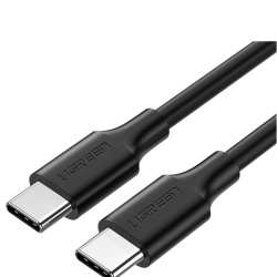 CABLU alimentare si date Ugreen, "US286", Fast Charging Data Cable pt. smartphone, USB Type-C la USB Type-C 60W/3A, nickel plating, PVC, 0.5m, negru "50996" (timbru verde 0.08 lei) - 6957303859962