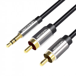 Cablu audio 3.5mm tata la 2x RCA tata 3m Vention BCFBI negru