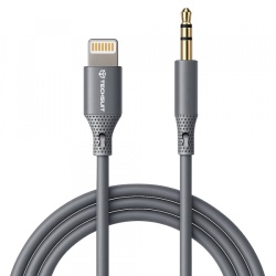 Cablu Audio Lightning - 3.5mm Techsuit AC5 SoundFlex, 1m, Gri