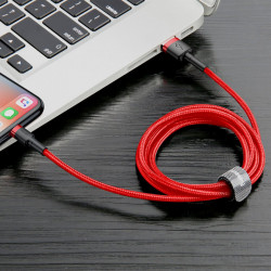 Cablu Baseus Cafule USB la Lightning, 2A - 3m , rosu - Img 3