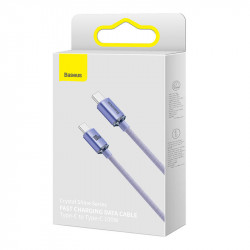 Cablu Baseus Crystal Shine USB-C la USB-C, 100 W, 2 m (violet) - Img 2