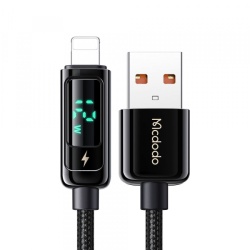Cablu Date si Incarcare USB-A - Lightning McDodo CA-9940 Display, 18W, 1.2m, Negru