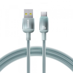 Cablu Date si Incarcare USB-A - USB-C Baseus Discolor, 100W, 1m, Albastru Verde E0420801