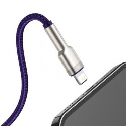 Cablu de date din metal Baseus Cafule USB - Lightning 2.4A 1 m violet - Img 2