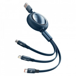 Cablu de date USB la Micro-USB, Lightning, Type-C Baseus, 66W, 1.2m, albastru, CAMLC-MJ01 - Img 2