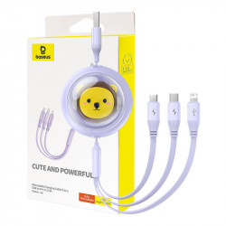 Cablu de incarcare Baseus 3-in-1 USB la USB-C, USB-M, Lightning 3,5 A, 1,1 m (violet)