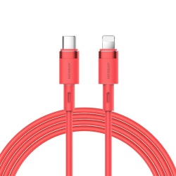 Cablu de incarcare rapida/transfer de date, Joyroom, Aluminiu/Silicon, USB-C/tip lightning PD 20 W, 1.2 m, Rosu - Img 1