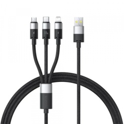 Cablu Incarcare USB-A - Lightning / microUSB / USB-C Baseus StarSpeed, 100W, 1.5m, Negru P10319900111-01