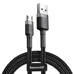 Cablu micro USB QC3.0 2.4A 1M, BASEUS Cafule Durable Nylon, negru + gri