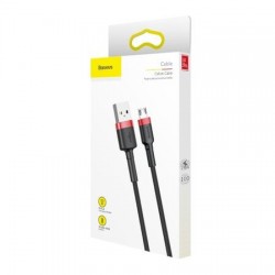 Cablu micro USB QC3.0 2.4A 1M, BASEUS Cafule Durable Nylon, negru + rosu - Img 3