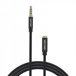 Cablu prelungitor audio TRRS 3,5 mm tata la 3,5 mm mama 1 m Vention BHCBF negru