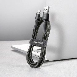 Cablu Type C , QC3.0 , 2.4A , 2M, BASEUS Cafule Durable Nylon, negru+gri - Img 7