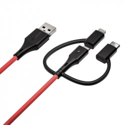 Cablu USB 3in1 certificat MFI, BlitzWolf BW-MT4, micro USB / USB-C / Lightning, 3A 0,9m - Img 4