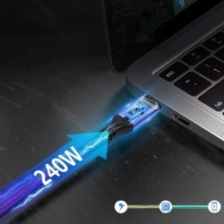 Cablu USB-C Thunderbolt 4 Wozinsky WPS3-UY41S, 240W, 1m, 4K, înclinat - Negru - Img 7