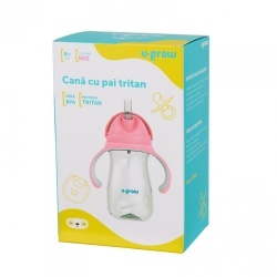 Cana cu pai tritan, roz, 300ml, U-Grow - Img 7