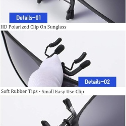Clip-on ochelari de soare polarizati si rabatabili (flip-up), rama usoara TR90, atasabili peste ochelari de vedere, pentru sofat, pescuit si activitati in aer liber - Img 4