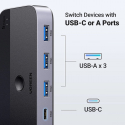 Comutator Ugreen CM662 USB 3.0 Comutator 2-in-4 + 2x cablu USB-A - negru - Img 5