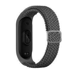 Curea de schimb din material textil pentru Xiaomi Mi Band 6 / 5 / 4 / 3 din stofa impletita gri