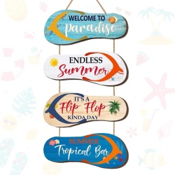Decorațiune de Perete de Vară pentru Casă și Petreceri, Tematică Plajă / Papuci Flip-Flop din Lemn cu Șnur, Stil Hawaiian