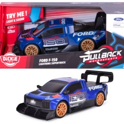 DICKIE TOYS PULL BACK MOTORSPORTS MASINA FORD F 150 LIGHTNING SUPERTRUCK CU LUMINI SI SUNETE 28CM - Img 3