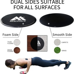 Discuri Glisante pentru Fitness Amonax cu Benzi de Fixare pentru Picioare, Glisiere Duble pentru Antrenament Full Body, Abdomen și Core, Compatibile cu Orice Suprafață, cu Geantă de Transport Inclusă - Img 3