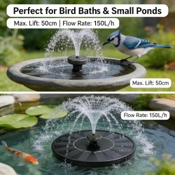 Fântână Arteziană Solară pentru Grădină și Ghiveci de Păsări , 1.5W, cu 6 Duze, Panou 13 cm, Eco-Friendly - Img 6