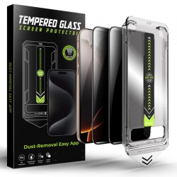 Folie de protectie Ecran Privacy Techsuit TitanGlass pentru Apple iPhone 17 Pro Max, Sticla Securizata, Full Glue, Set 2 bucati