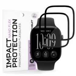 Folie Protectie Techsuit Nano Flex pentru Apple Watch Series 12 46mm, Set 2 bucati, Plastic, Neagra