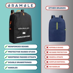 Geantă de Transport Cărucior Dublu XL Bramble pentru Avion, Nailon Balistic Rezistent la Apă, Bretele Căptușite din Neopren, Husă Integrată și Fereastră ID, 100 x 65 x 40 cm, Negru - Img 8