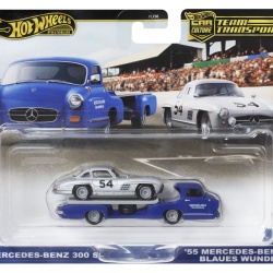 HOT WHEELS TRANSPORTATOR MERCEDES-BENZ 55 BLAUES WUNDER CU MASINUTA MERCEDES-BENZ 300 SL SCARA 1:64