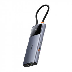 Hub 6in1 Baseus Metal Gleam 2 Series, USB-C la 2xUSB 3.0 +USB-C + HDMI + USB-C PD + Ethernet RJ45 - Img 4