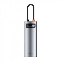 Hub 7in1 Baseus Gleam, USB-C la 1x HDMI4K 60Hz + 3x USB3.0 + 1x PD + 1x SD/TF (gri) - Img 2