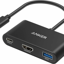 Hub Anker PowerExpand 3-in-1, 100W Power Delivery, USB-C, 4K HDMI, USB 3.0, Gri