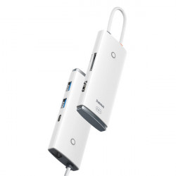 HUB multifunctional din seria Baseus Lite USB tip C - 2 x USB 3.0 / USB tip C PD / HDMI 1,4 / SD / TF alb (WKQX050102) - Img 8