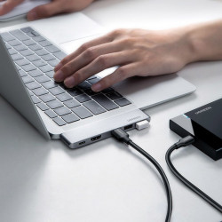 HUB multifunctional UGREEN, 2x USB Typ C - USB Typ C PD (Thunderbolt 3, 100W, 4K@60 Hz, 10 Gbps) / HDMI 4K@30 Hz / 3x USB 3.0 pentru MacBook Pro / Air gray (60559) - Img 3