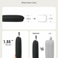 Husă de protecție rigidă pentru căști over-ear, carcasă transport rezistentă la șocuri și stropi, compatibilă JBL, Sony, Soundcore, Bose, Beribes, buzunar plasă cabluri, Negru - Img 6