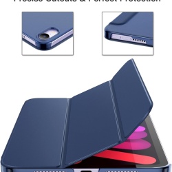 Husă de Protecție Tri-Fold pentru iPad mini 7 A17 Pro (2024) / iPad mini 6 (2021), Smart Cover cu Funcție Auto Sleep/Wake, Spate Mat Translucid, Albastru Închis (Navy Blue) - Img 7