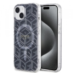 Husa MagSafe pentru Apple iPhone 15 Plus, Guess, IML Gcube, Neagra