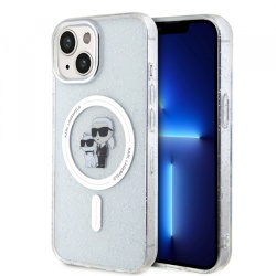 Husa MagSafe pentru Apple iPhone 15 Plus, Karl Lagerfeld, Glitter, Transparenta