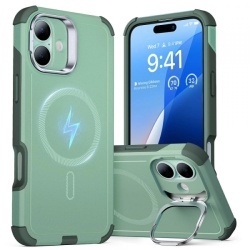 Husa MagSafe pentru Apple iPhone 16, ESR, Cyber Armor Kickstand, Verde