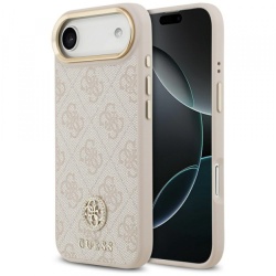Husa MagSafe pentru Apple iPhone 17 Air, Guess, 4G Strass Logo, Roz